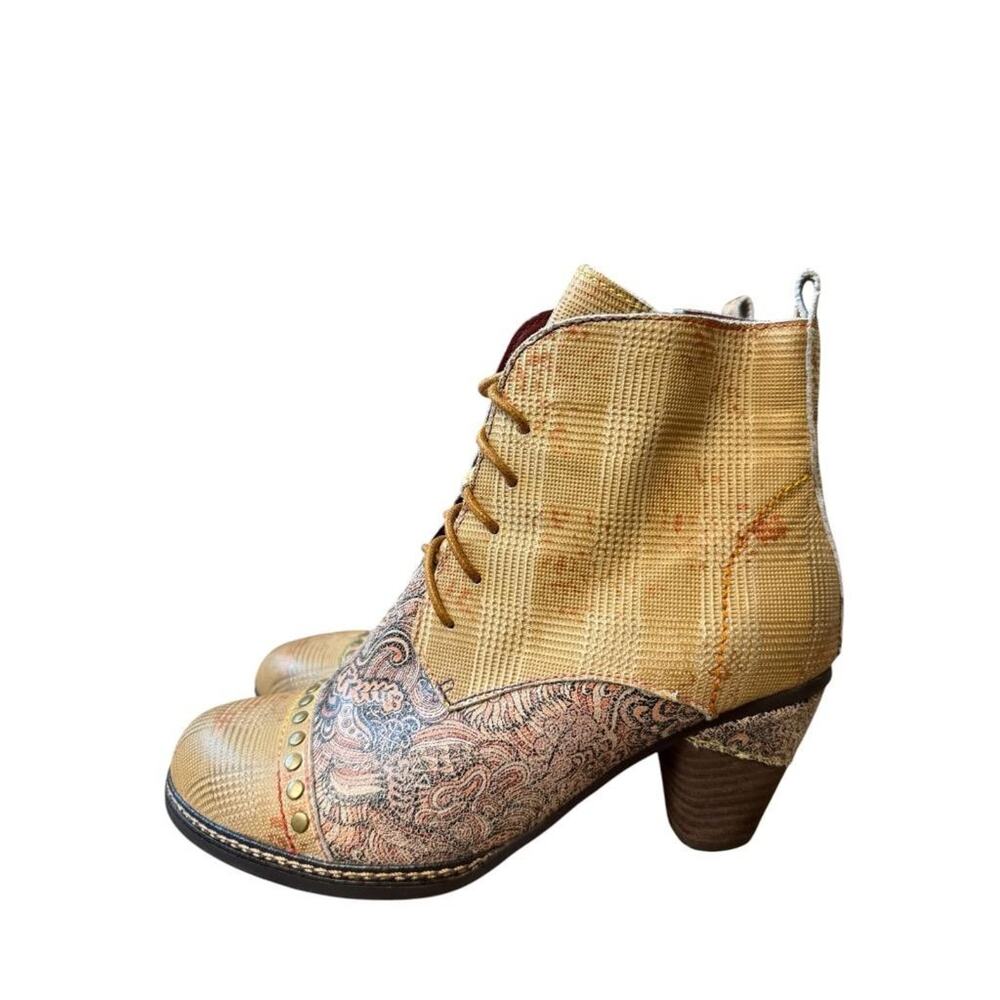 L'Artiste by Spring Step Habitat Funky Leather Lace Up Boot Women size 36 US 6 - Picture 2 of 7